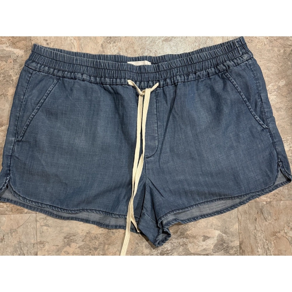 LOFT Lou & Grey Womens Size L Chambray Linen Cotton Blend Drawstring Shorts